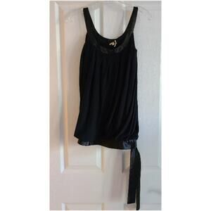PAIGE Black Blouson Tank with Hemline Tie Sash‎ PH12307 Women's Size XS